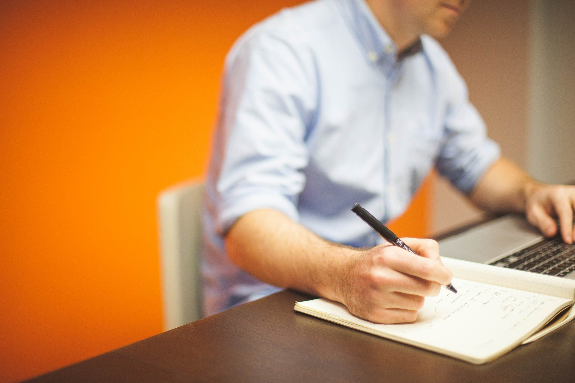 business man writing