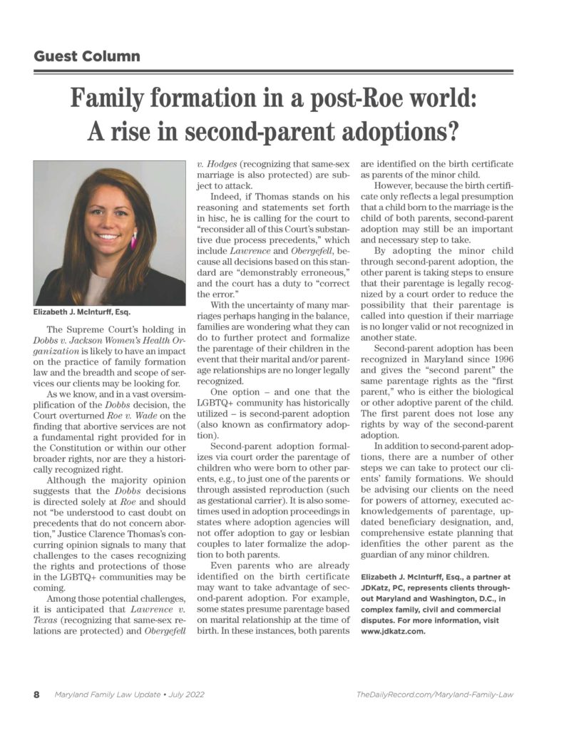 Family formation in a post-Roe world: A rise in second-parent adoptions?\