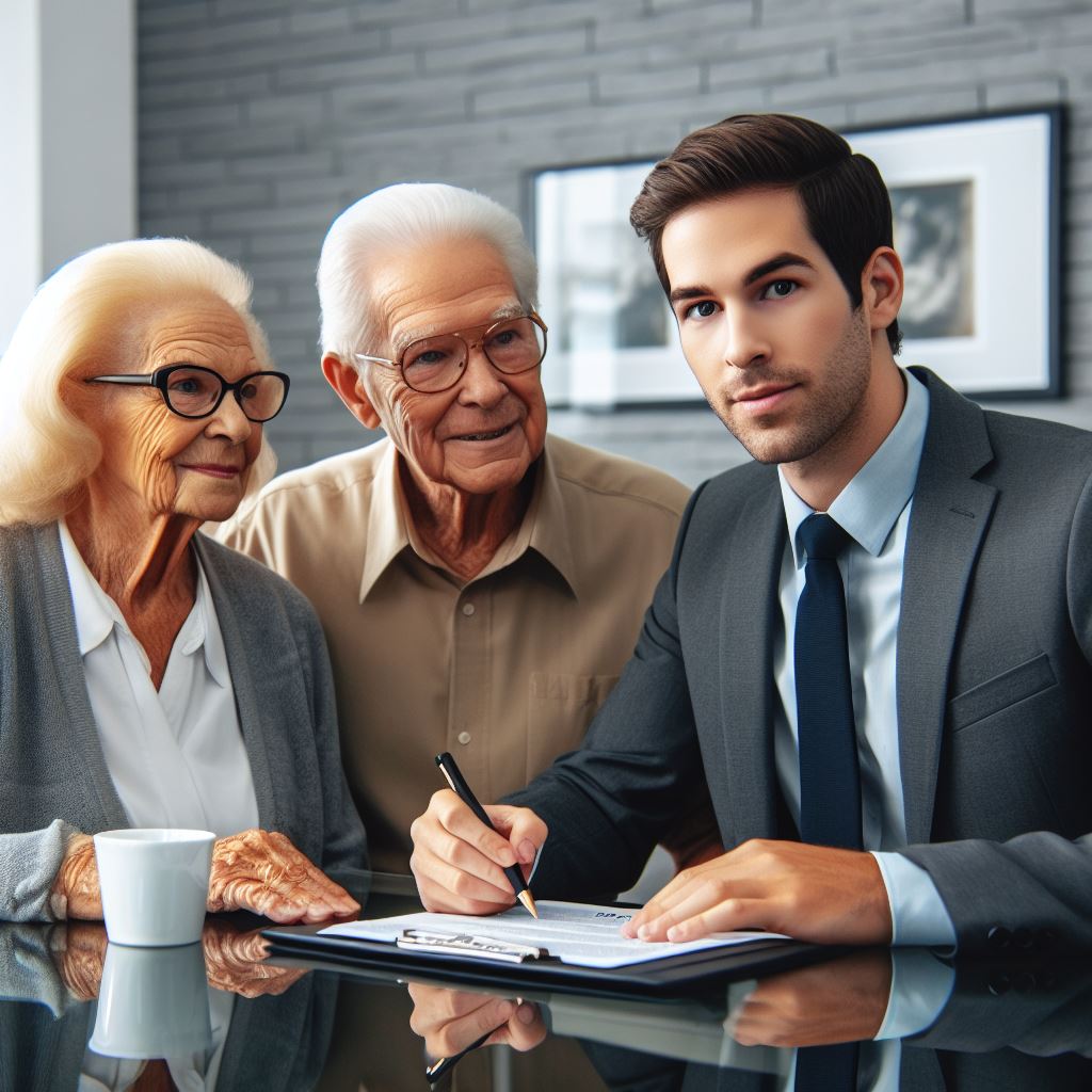 elderly couple and attorney