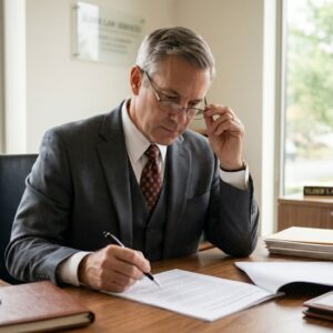 An elder law attorney signing official Maryland estate planning documents.