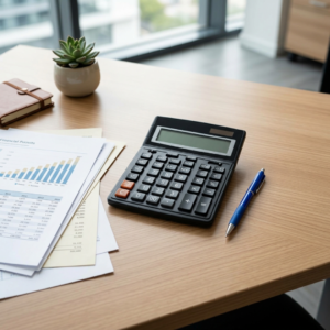 Organized desk showing financial responsibility.