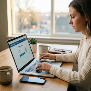 Managing finances securely online.
